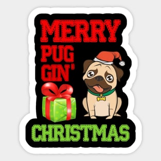 Merry Pug Gin Christmas Sticker